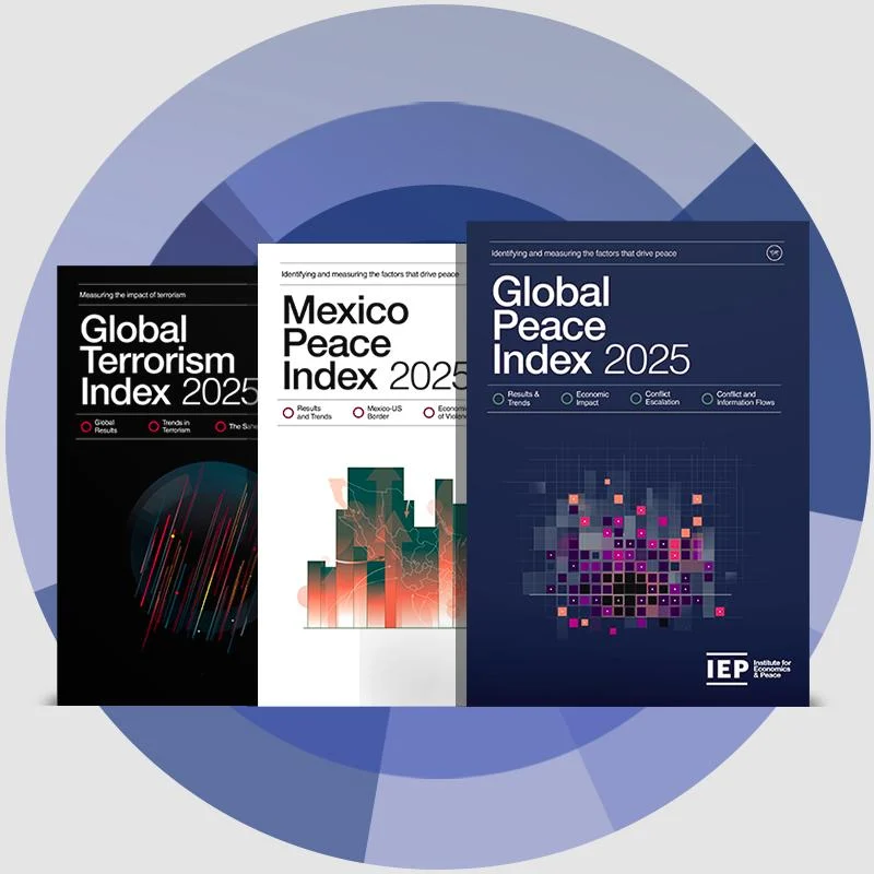 Portadas de las investigaciones del Instituto para la economía y la paz, en el cual Argentina figuró como el país más seguro de Sudamérica