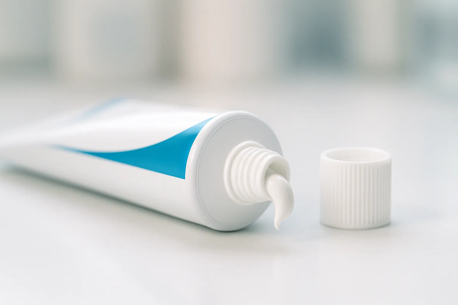 Imagen ilustrativa de un tubo de pasta dental genérica sobre superficie blanca, en referencia a la alerta sanitaria por Colgate Total Clean Mint en Latinoamérica.