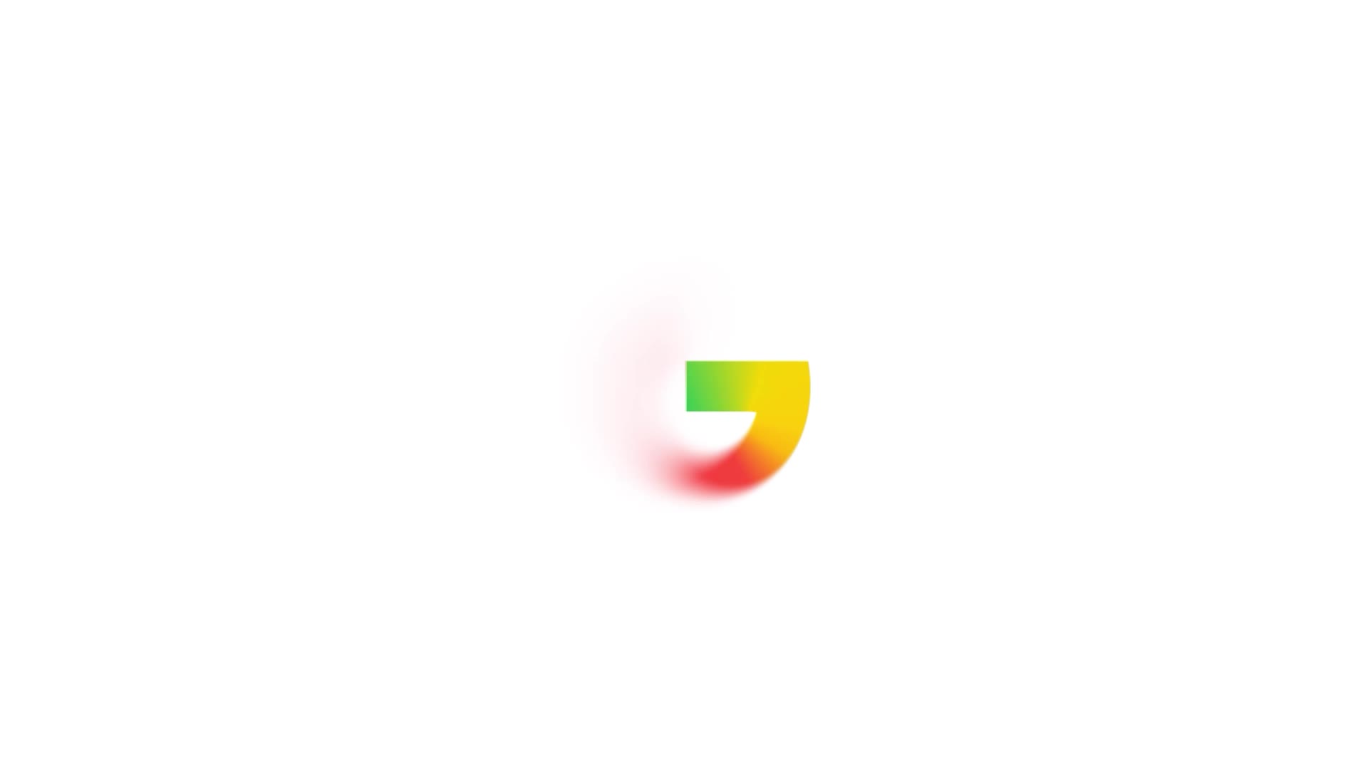La nueva G de Google revelándose parcialmente, con colores brillantes en degradado verde, amarillo y rojo, sobre un fondo blanco