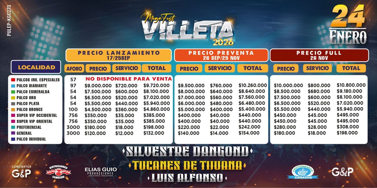 Precios Megafest Villeta 2026