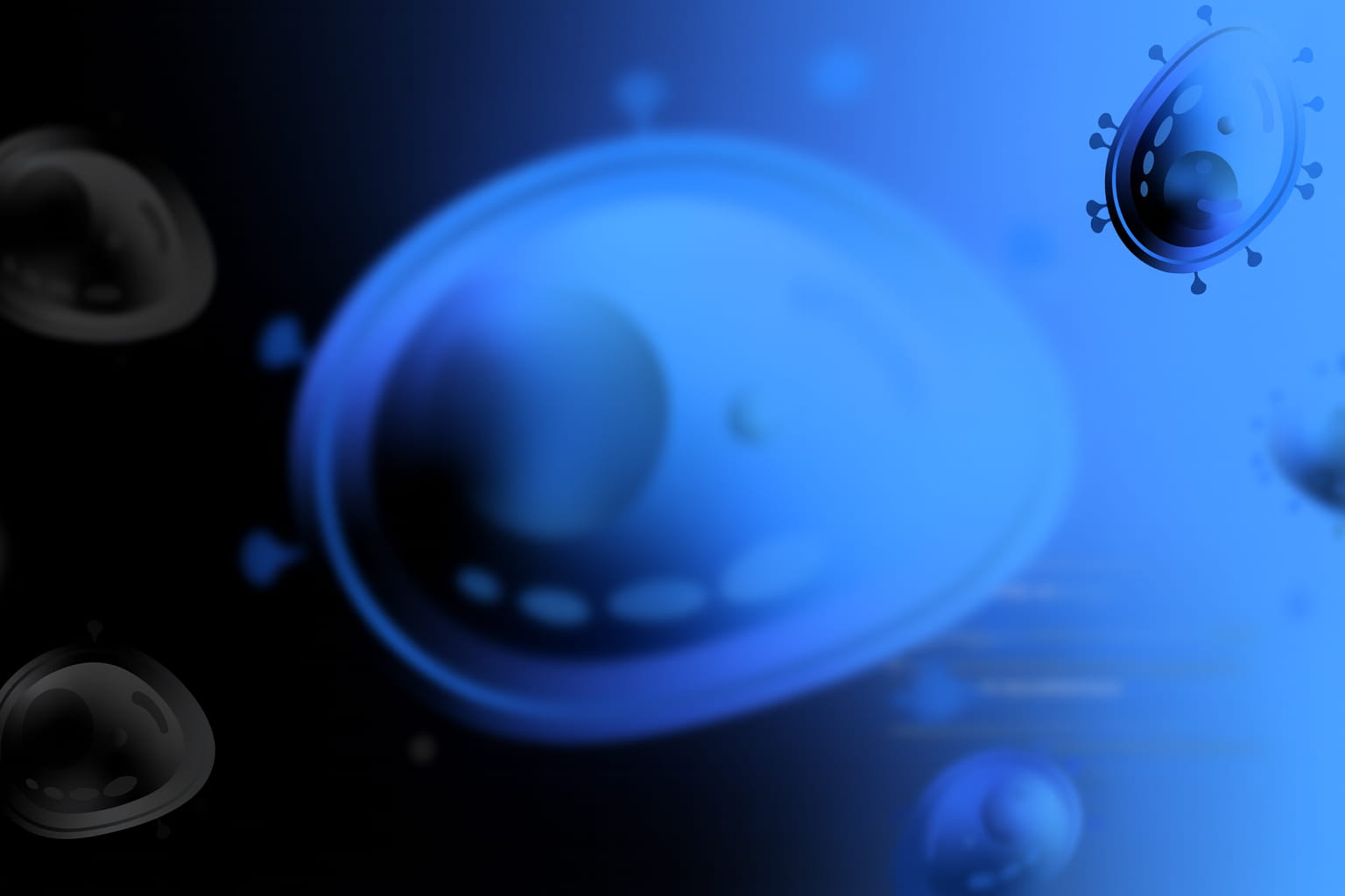 Representación digital abstracta de células observadas bajo luz azul, símbolo del avance de la inteligencia artificial para tratar el cáncer