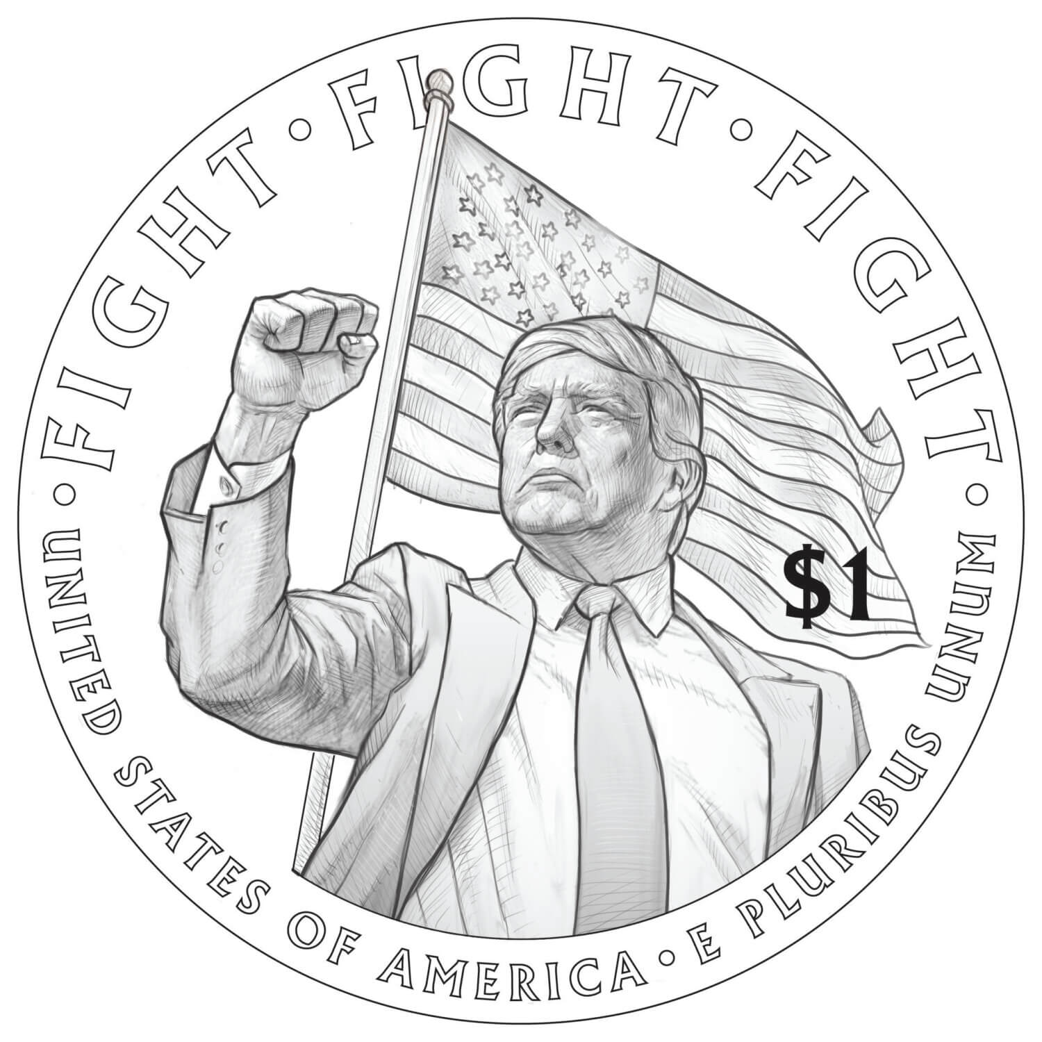 Moneda de Donald Trump - Fight Fight Fight