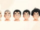 Secuencia ilustrada en estilo anime que muestra a Krilin pasando de estar completamente calvo a tener abundante cabello, con cinco etapas de crecimiento capilar sobre un fondo abstracto claro; imagen usada para explicar la evolución de un tratamiento para la alopecia masculina